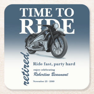 Blaue klassische Motorradfahrt Schnelle Ruhestands Rechteckiger Pappuntersetzer