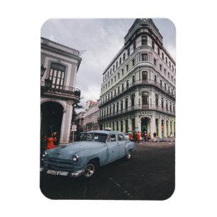 Blaue klassische Oldtimer-Stadtlandschaft Magnet