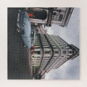 Blaue klassische Oldtimer-Stadtlandschaft Puzzle (Horizontal)