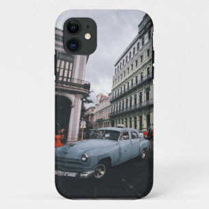 Blaue klassische Vintage-Autostadtansicht Case-Mate iPhone Hülle