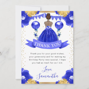 Blaue Kleid Dunkle Haut Prinzessin Geburtstag Dankeskarte