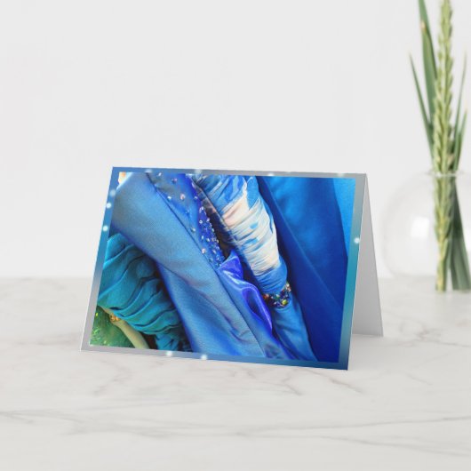 Blaue Kleider Feiertagskarte (Vorderseite)
