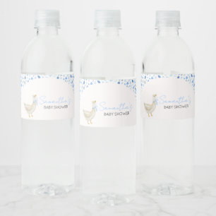 Blaue kleine alberne Gans Baby Shower Wasserflaschenetikett