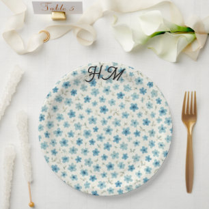 Blaue Kleine Blume Einfach -Anpassen  Pappteller