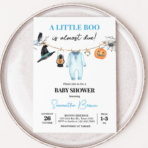 Blaue Kleine Boo Halloween-Baby-Shower Einladung