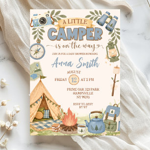 Blaue kleine Camper auf dem Weg Baby Shower Einladung