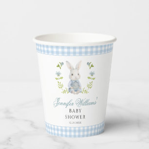 Blaue kleine Häschen-Karo-Baby-Jungen-Party Pappbecher