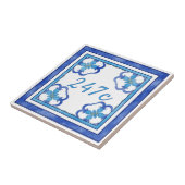 Blaue kleine Hausnummer Fliese (Seite)