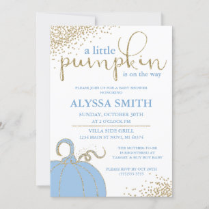 Blaue kleine Kürbis Herbst Baby Shower Einladung