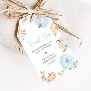 Blaue kleine Kürbis-Herbst-Babyparty-Geschenkanhän Geschenkanhänger