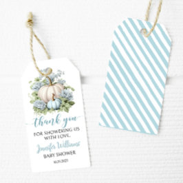 Blaue kleine Kürbisjunge Dusche danke Geschenkanhänger