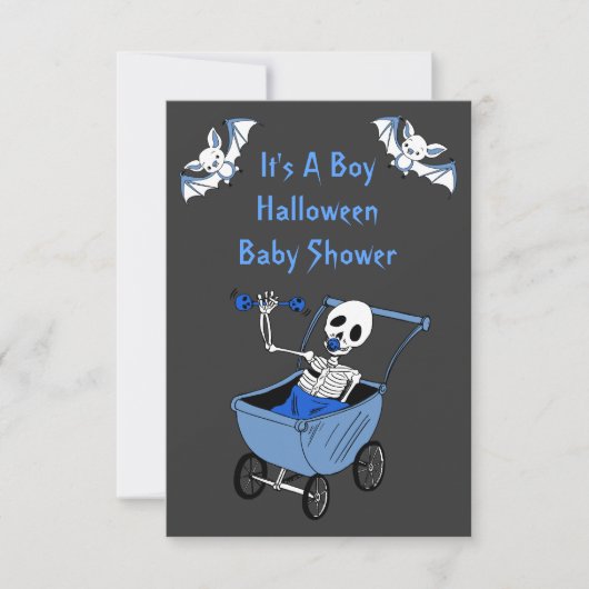 Blaue kleine Skeleton Babyparty-Einladungs-Karten Einladung (Vorderseite)