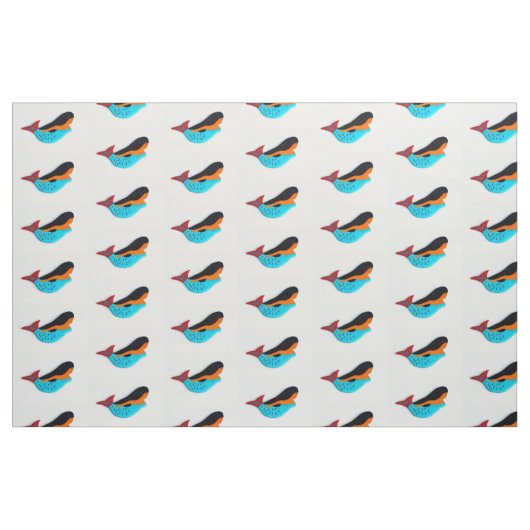 Blaue Kleinmädchen auf Weiß Stoff (Fat Quarter (45,7 x 55,9 cm))