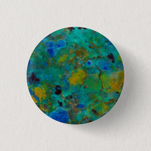 Blaue Klippe Chrysokoll Button (Vorderseite)