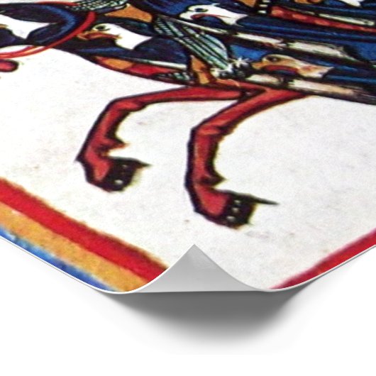 BLAUE KNIGHT AUF DER HORSEBACK Mittelalterliche Mi Poster (Ecke)