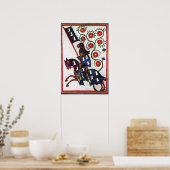 BLAUE KNIGHT AUF DER HORSEBACK Mittelalterliche Mi Poster (Küche)