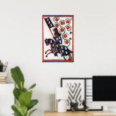 BLAUE KNIGHT AUF DER HORSEBACK Mittelalterliche Mi Poster (Heimbüro)