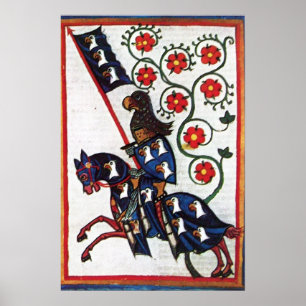 BLAUE KNIGHT AUF DER HORSEBACK Mittelalterliche Mi Poster
