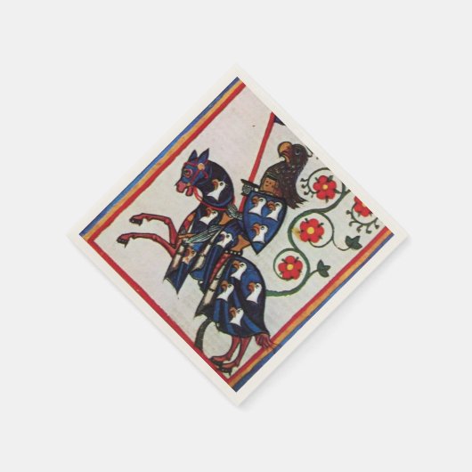 BLAUE KNIGHT AUF DER HORSEBACK Mittelalterliche Mi Serviette (Ecke)
