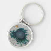 Blaue Knopf-Quallen Schlüsselanhänger (Vorne)