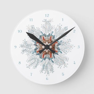 Blaue Knopftierchen Wanduhr im Vintage-Zeichnungss