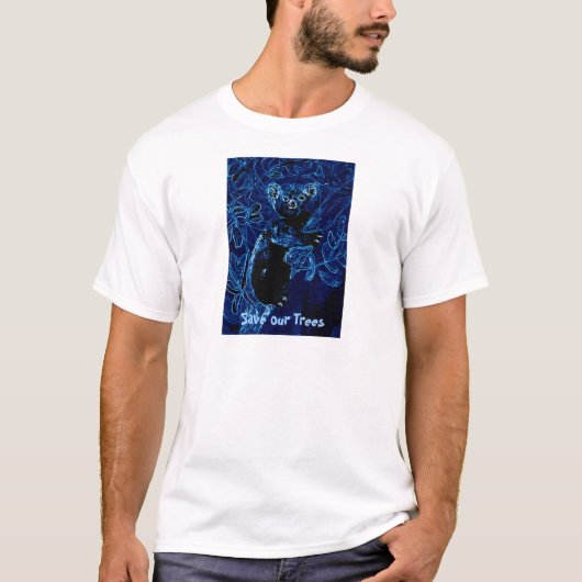 Blaue Koala Baum-Umarmung T-Shirt (Vorderseite)