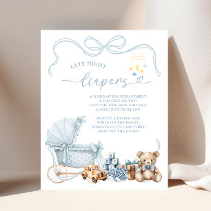 Blaue Kokette Babywagen Späte Windeln Poster