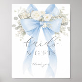 Blaue Kokette-Bogen-Karten und Geschenke Eukalyptu Poster (Vorne)