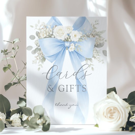 Blaue Kokette-Bogen-Karten und Geschenke Eukalyptu Poster