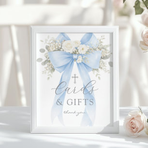 Blaue Kokette-Bogen Karten und Geschenke Taufe Poster