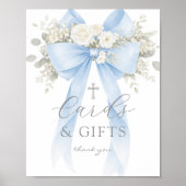 Blaue Kokette-Bogen Karten und Geschenke Taufe Poster (Vorne)