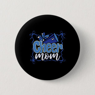 Blaue Kokette Pom Poms Schleife Cheer Mom Mama Che Button