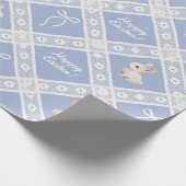 Blaue Koketten-Hasen-Spitzenmuster-Wrap-Papier Geschenkpapier (Ecke)
