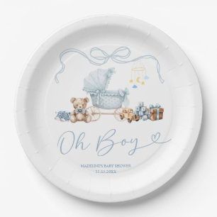 Blaue Koketten-Kinderwagen-Baby-Party-Teller aus P Pappteller