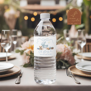 Blaue Koketten-Kinderwagen-Baby-Shower-Flascheneti Wasserflaschenetikett