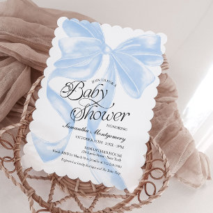 Blaue Koketten-Schleife-Junge-Baby-Shower-Einladun Einladung