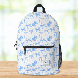 Blaue Koketten-Schleife mit individuellem Namen Bedruckter Rucksack