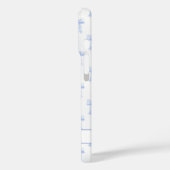 Blaue Koketten Schleifen Gestreifte Monogrammierte Case-Mate iPhone Hülle (Rückseite / Links)