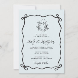 Blaue Koketten-Schleifen-Hochzeit Einladung