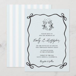 Blaue Koketten-Schleifen-Hochzeit Einladung