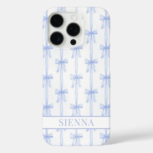 Blaue Kokettenbögen Gestreift Monogrammiert Case-Mate iPhone Hülle (Rückseite)