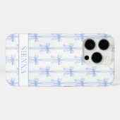 Blaue Kokettenbögen Gestreift Monogrammiert Case-Mate iPhone Hülle (Rückseite (Horizontal))