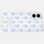 Blaue Kokettenbögen Gestreift Monogrammiert Case-Mate iPhone Hülle (Rückseite (Horizontal))