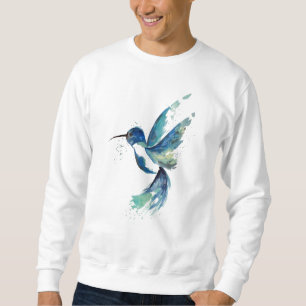 Blaue Kolibri-Aquarellmalerei Sweatshirt