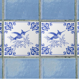 Blaue Kolibri-Dekor Keramikfliese