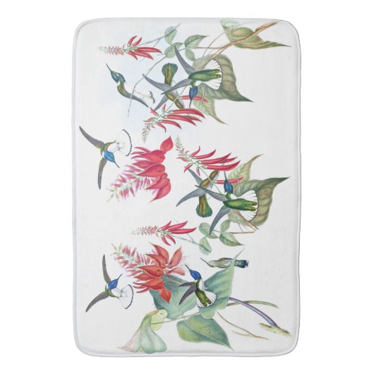 Blaue Kolibri-Vogel-rote Blumen-Bad-Matte Badematte (Vorderseite Vertikal)