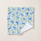 Blaue Kolibris und Blätter. Badhandtuch Set (Waschlappen)