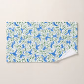 Blaue Kolibris und Blätter. Badhandtuch Set (Handtuch)