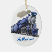 Blaue Kometen-Dampf-Lokomotive Keramikornament (Rechts)