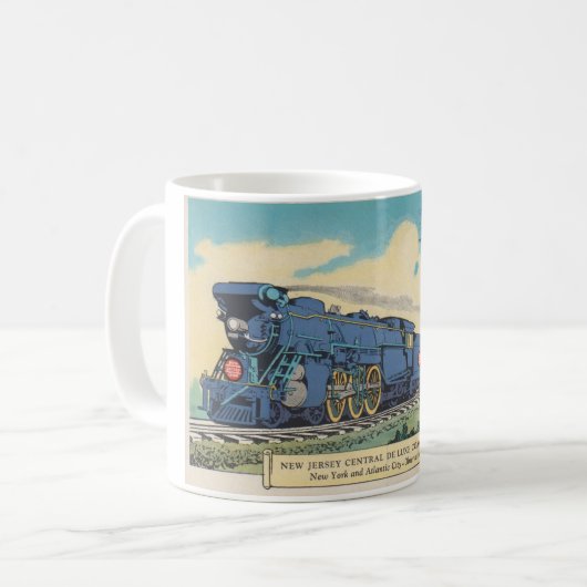 Blaue Kometen-Postkarten-Tasse Kaffeetasse (Vorderseite Links)